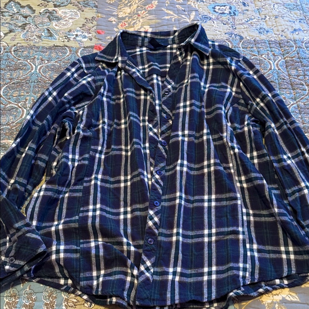Indigo Women's Blue and White Checkered Shirt